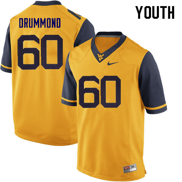 NCAA Youth Noah Drummond West Virginia Mountaineers Yellow #60 Nike Stitched Football College Authentic Jersey MM23F60IU